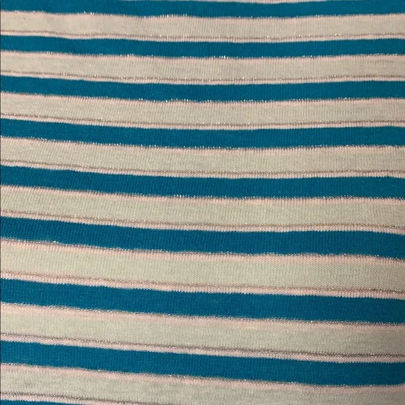 Talbots Striped Blue Women's Top Medium Top Sleeve Tie - Picture 4 of 8